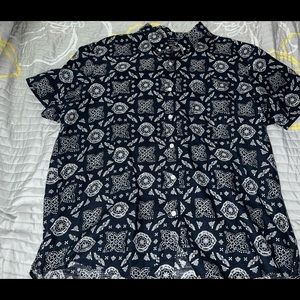 Bandanna black button down shirt